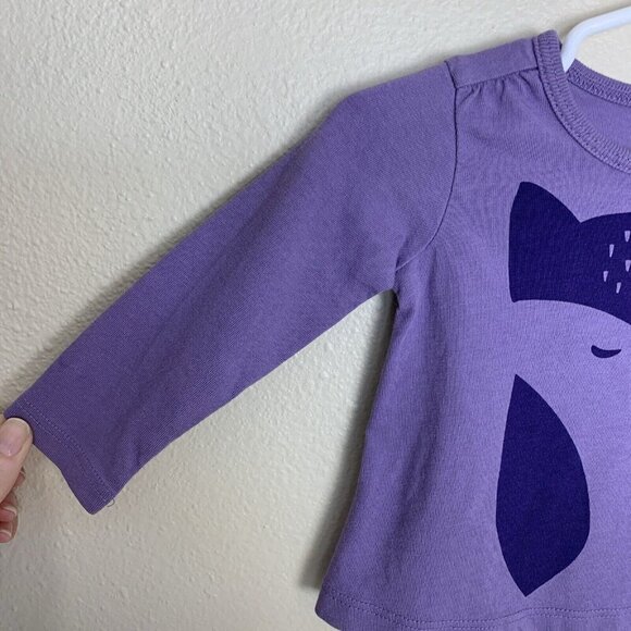 Tea Collection Long Sleeve Owl Graphic Tee T Shirt Knit Purple Girls 3-6 Months - Picture 5 of 13